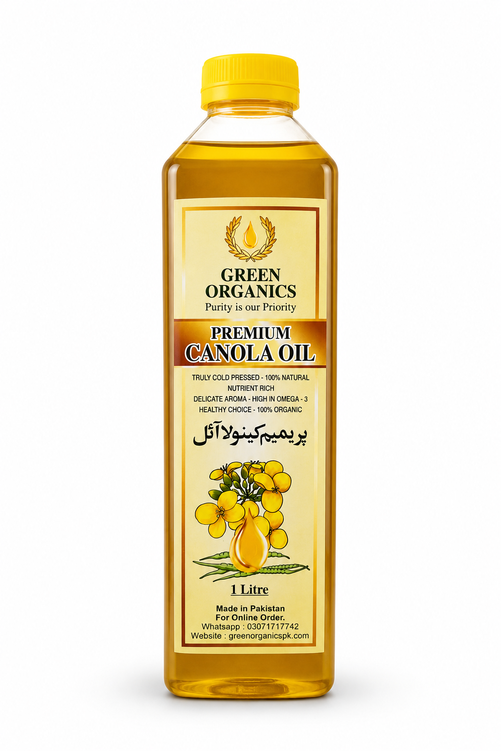 Green Organics Cold Pressed Canola Oil 1L | 100% Pure & Chemical-Free
