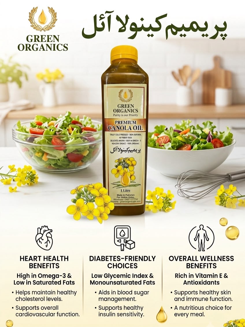 Green Organics Cold Pressed Canola Oil 1L | 100% Pure & Chemical-Free